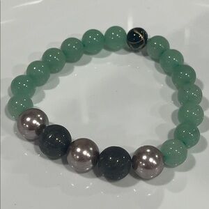 Green Aventurine and Black Shungite Beaded Bracelet